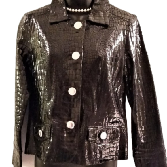 berek Jackets & Blazers - 🌟Host Pick🌟 X 2 Berek | Gorgeous Button Up Black Croc-Embossed Leather Jacket